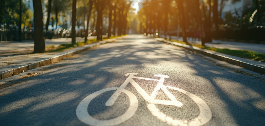 Urban cycling infrastructure, dedicated bike lane with clear signage for safe and efficient transportation