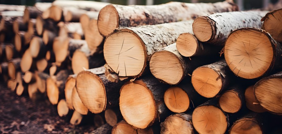 Brennholz Forst Holztapel Baumstamm - Generative AI