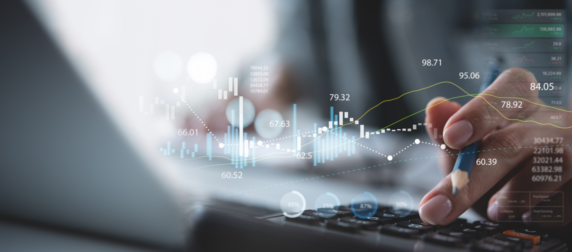Financial accounting, business and investment concept, Accountant doing finance, calculating financial report with business graph growth chart, budget and tax management, market analysis