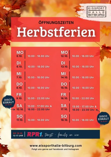ESH: DRUCK A1 Plakate & Öffnungszeiten - Öffnungszeiten Herbstferien 2026